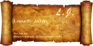 Lopuch Jolán névjegykártya