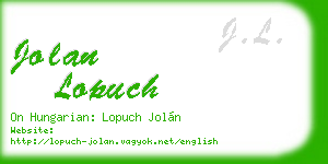 jolan lopuch business card
